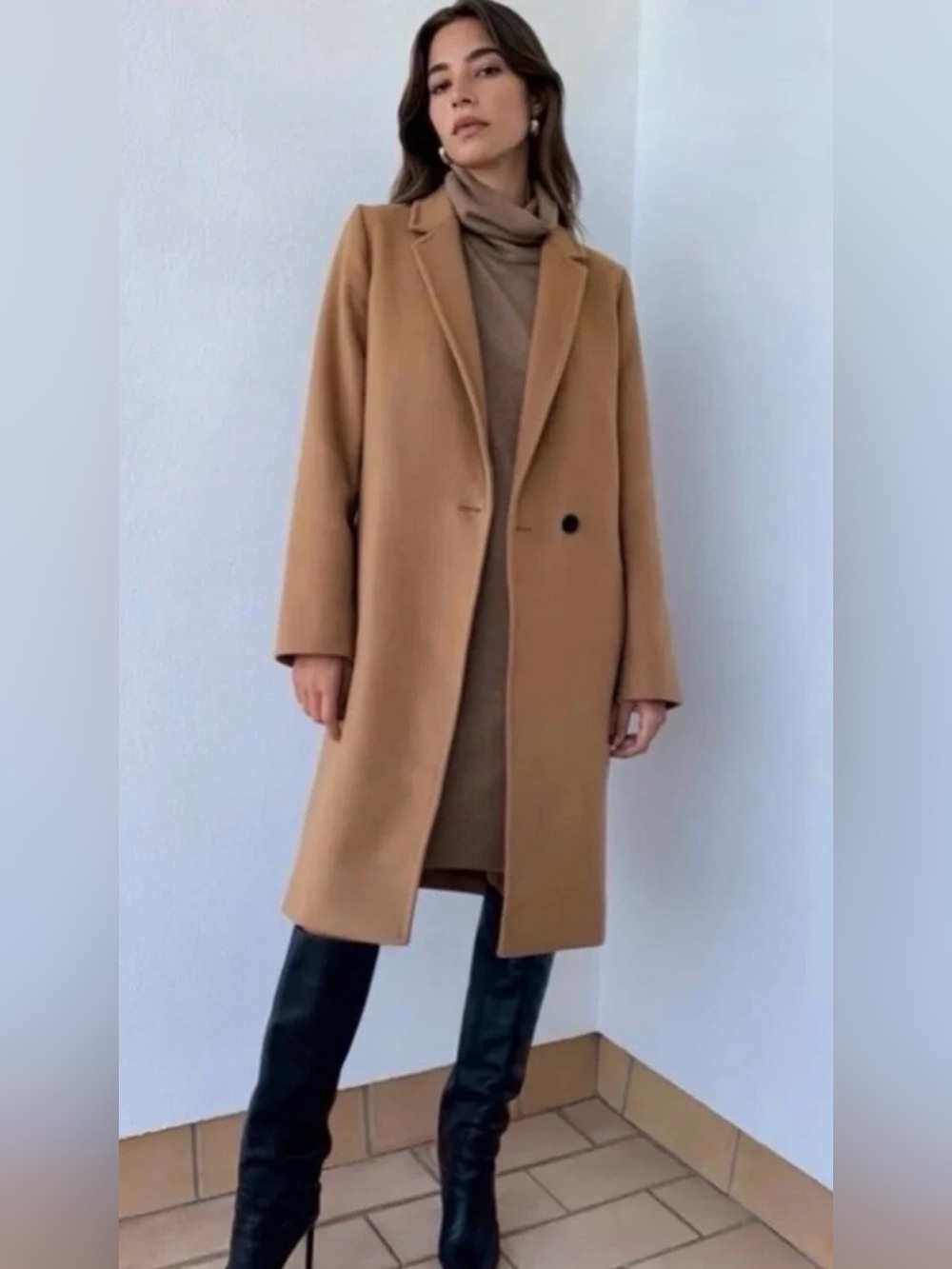 Aritzia Babaton Stedman Coat Italian Wool Cashmere Blend Savile Camel xs